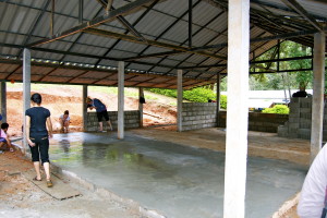Construction of the Mae Lai Library with Caitlin Kennedy and others.
