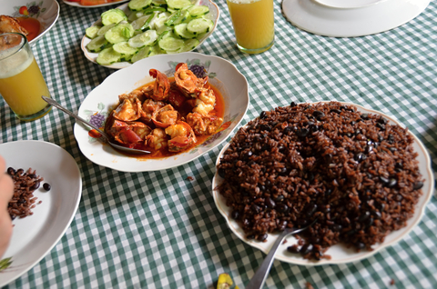 A variety of typical Cuban food on the table- Cuba