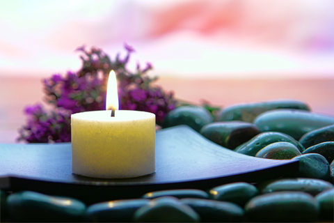Meditation Candle Burning in Spiritual Zen Session