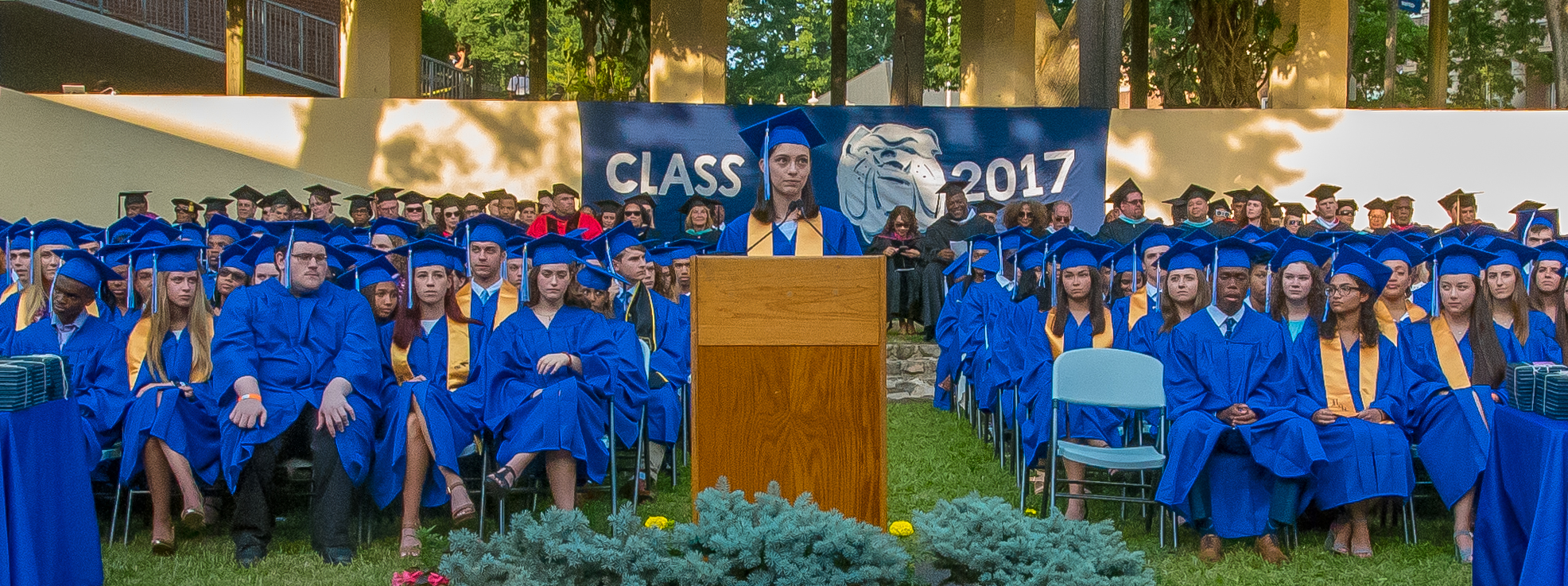 Cristi Kennedy addressing her fellow graduates. Photo by Adam Anik for The Montclair Dispatch.