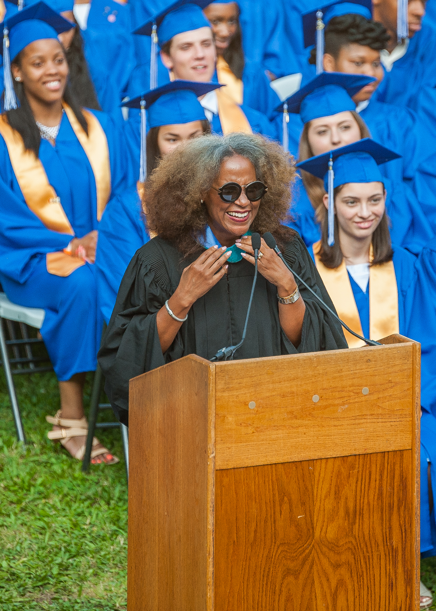 Benilde Little giving her commencement speech. Photo by Scott Kennedy for The Montclair Dispatch.