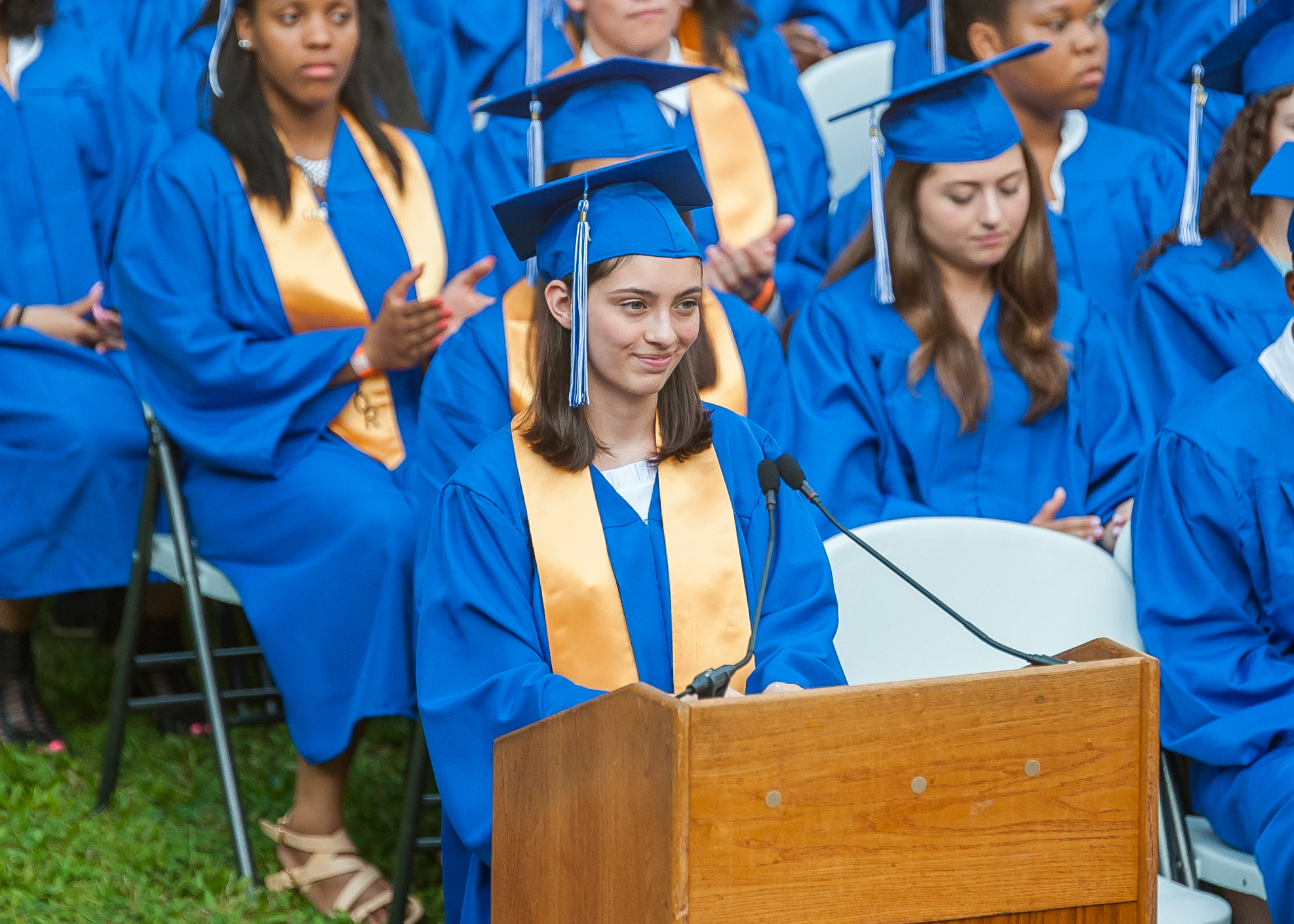 Class President Cristi Kennedy giving her speech. Photo by Scott Kennedy for The Montclair Dispatch.