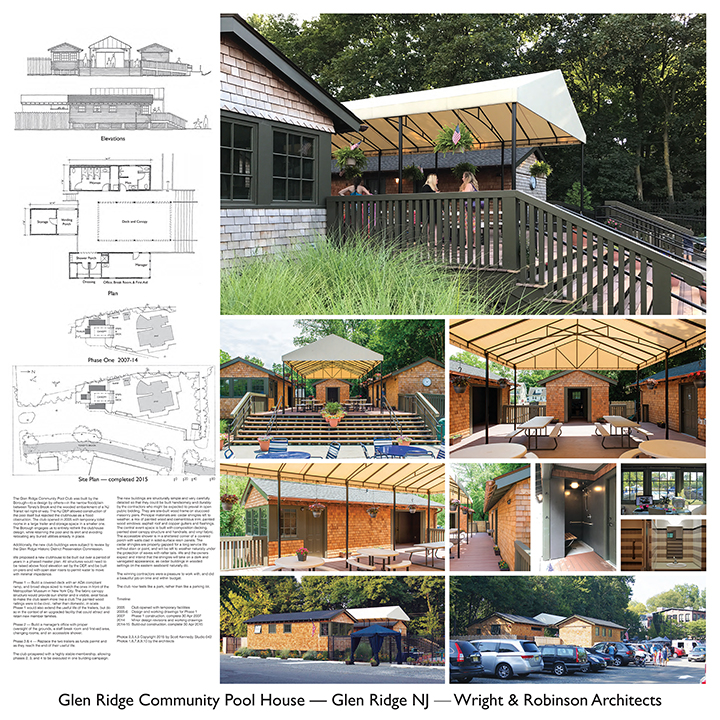 Glen Ridge Community Pool House presentation plate as entered by Wright & Robinson Architects. Image: Mark Wright/Wright & Robinson Arch.